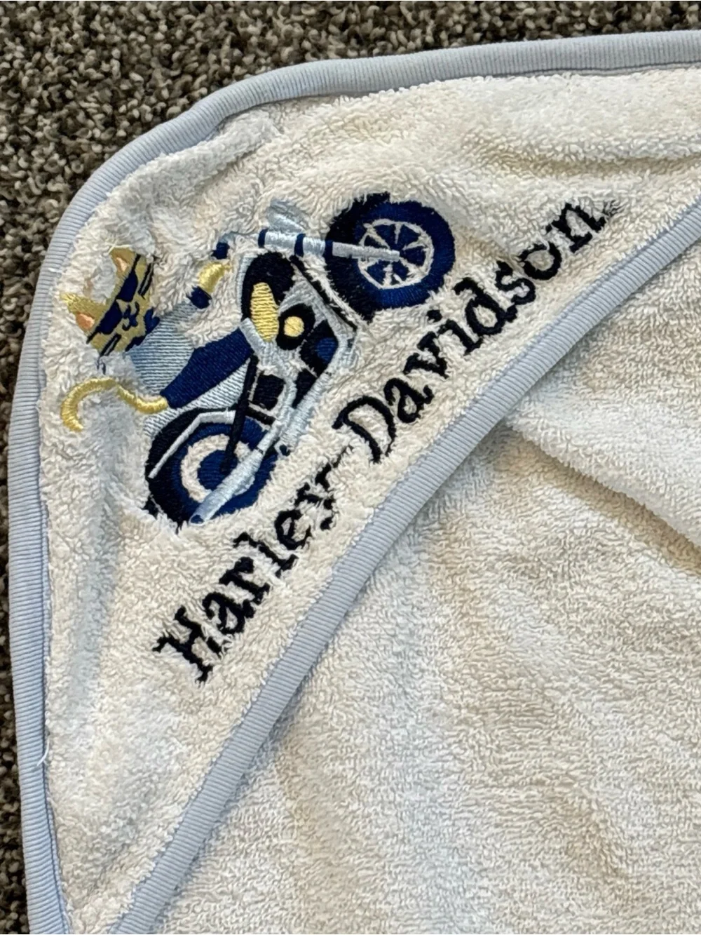 Harley Davison Born To Ride Baby Bath Towel Hooded 36 X 29 Motorcycle Biker